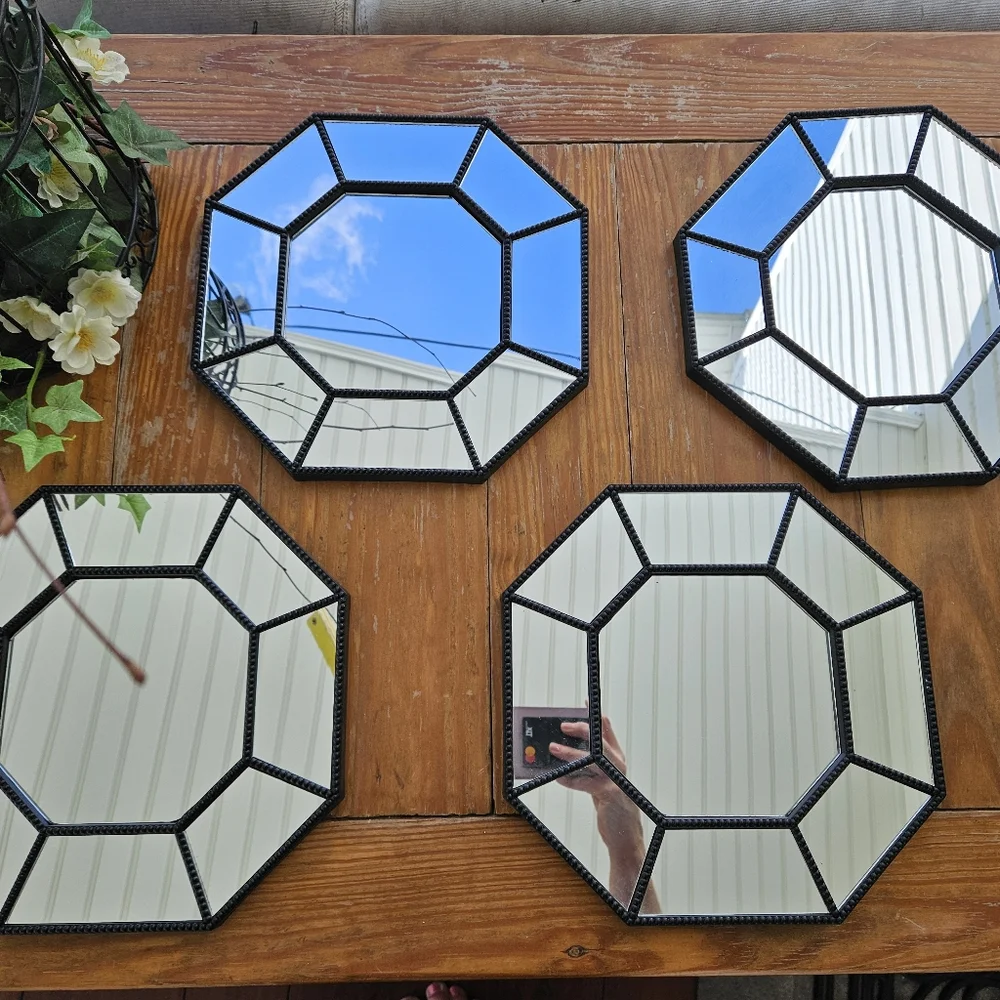 Vintage 1980s Octagonal Mirrors MCM Wall Decor